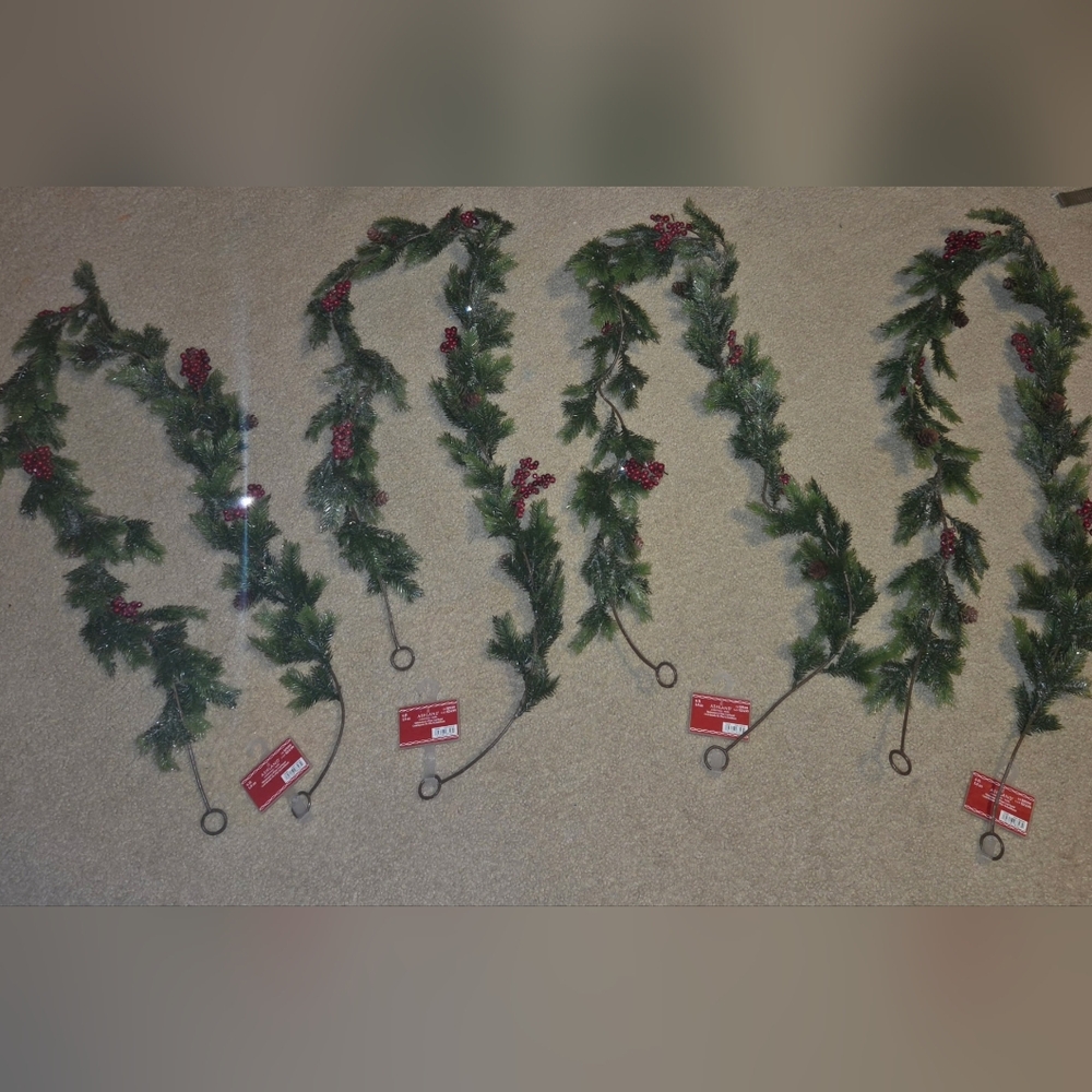 Ashland Green and Red Faux Floral Garland